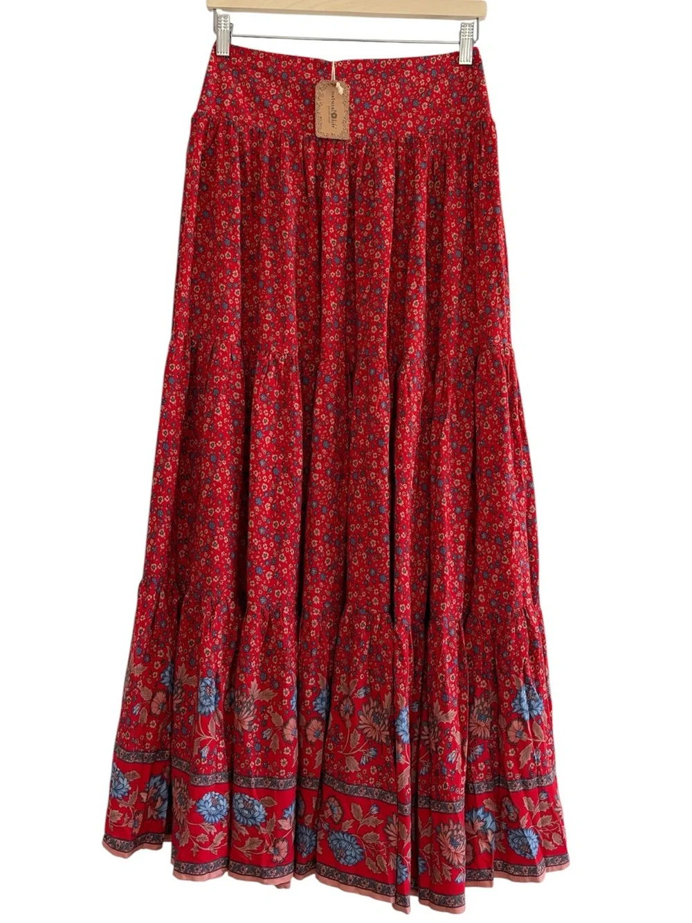 NWT Natural Life Hanna Maxi Skirt Dress Red Floral Boho Western Festival Gypsy M - Picture 7 of 16